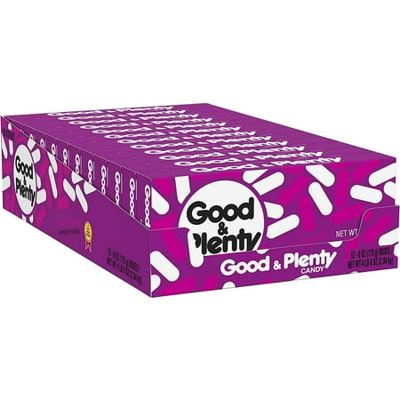 GOOD & PLENTY Licorice Candy, Bulk Fat Free, 6 oz Boxes (12 Count)