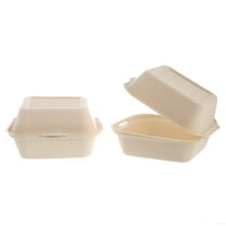 GOOD Plates 6 x 6 Eco-Friendly Sugarcane Boxes, Clamshell, 50 Count