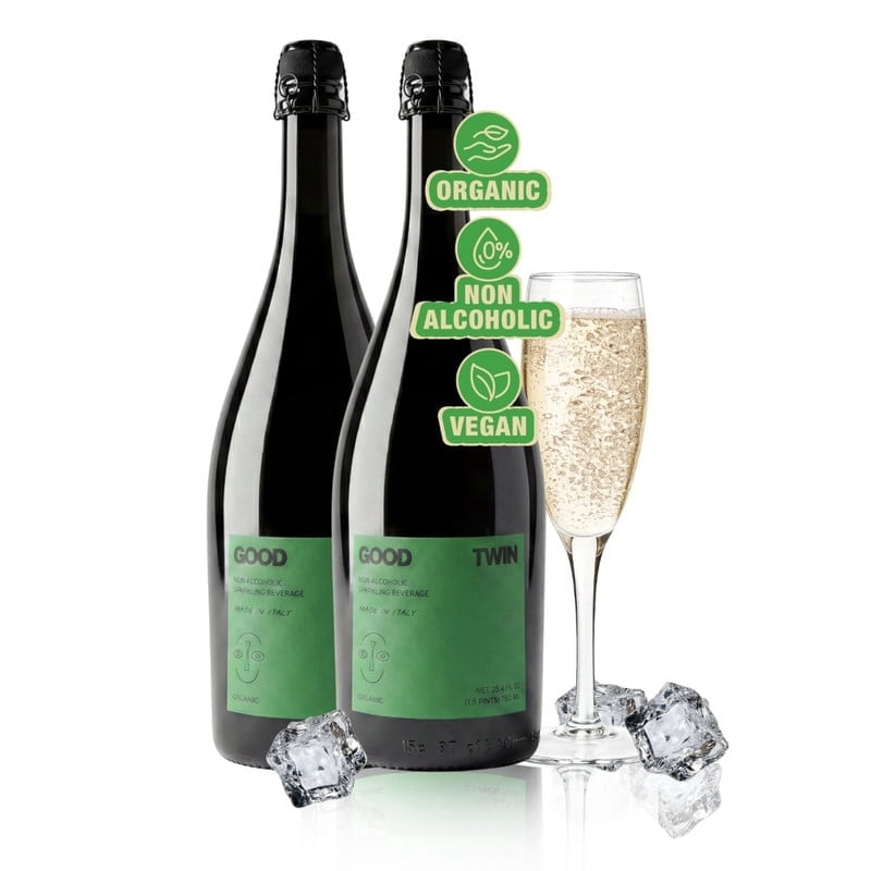 Good Twin Non Alcoholic Sparkling White Wine Alternative - (2) 750ml Bottles - Organic