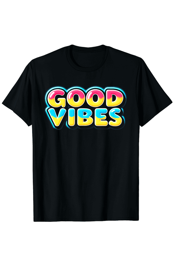 GOOD VIBES Graphic Black T-Shirt for Men and Women
