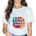 thumbnail image 1 of GOOD VIBES ONLY Colorful Graffiti Letter Print white T-Shirt., 1 of 3