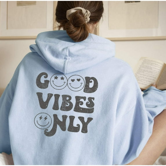 GOOD VIBES ONLY Graphic Unisex Fleece Hooded Sweatshirt