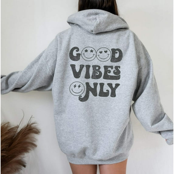 GOOD VIBES ONLY Graphic Unisex Fleece Hooded Sweatshirt