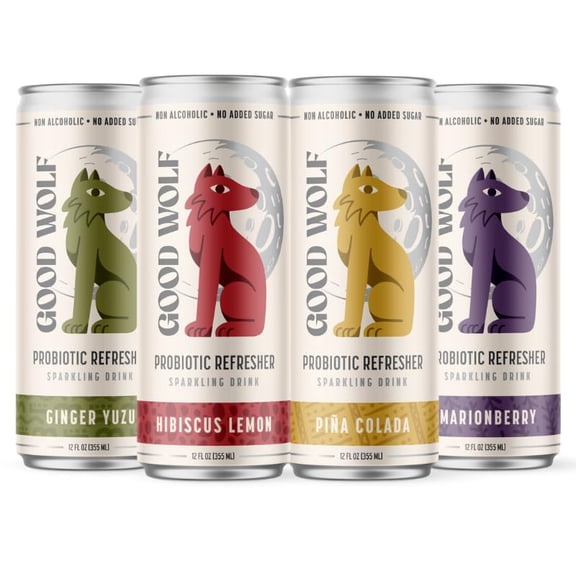 Good Wolf Probiotic Soda, Handcrafted, Variety Pack - 12 x 12 floz
