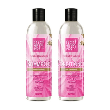 Good2Gro Shampoo & Conditioner Set – 8 fl oz each | Hydrating & Strengthening with Silk Protein, Mango & Shea Butter | Vegan & Cruelty-Free