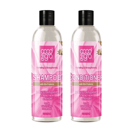 Good2Gro Shampoo & Conditioner Set – 8 fl oz each | Hydrating & Strengthening with Silk Protein, Mango & Shea Butter | Vegan & Cruelty-Free