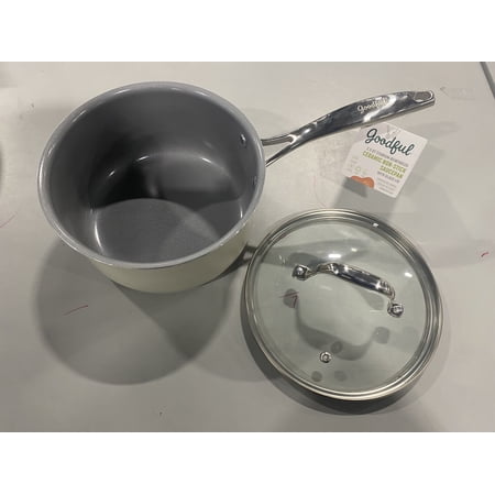 GOODFUL 2.5QT TITANIUM REINFORCED CERAMIC NON-STICK SAUCEPAN - GRAY/WHITE