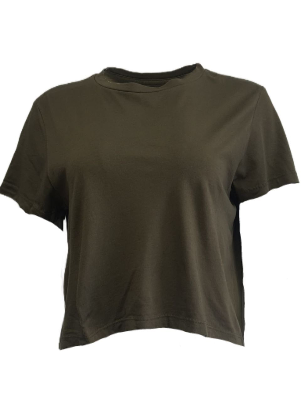 GOODLIFE Women's Olive Night Round Neck Cropped T-Shirt, Green, Medium
