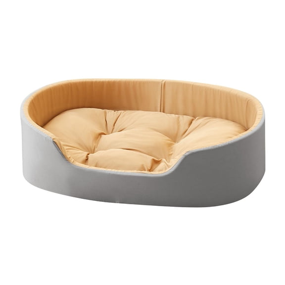 GOODLUCK Universal Washable Double - Sided Pet Cat Bed Gray Brown M - Removable Cover,Waterproof Bottom,Soft Plush Interior - For Indoor Cats,Small Dogs,Napping Lounging,Cuddling