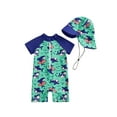 GOODLUCKY Baby Boy Rash Guard Swimsuit Zip Up Bathing Suit with Sun Hat