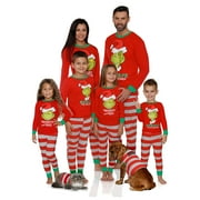 CAITZR GOODLUCKY Matching Pajamas For Couples Christmas Parent-child Nightwear Outfits, Red Long Sleeve Printed Pattern Tops and Pants for Men/ Women/ Boys/ Girls