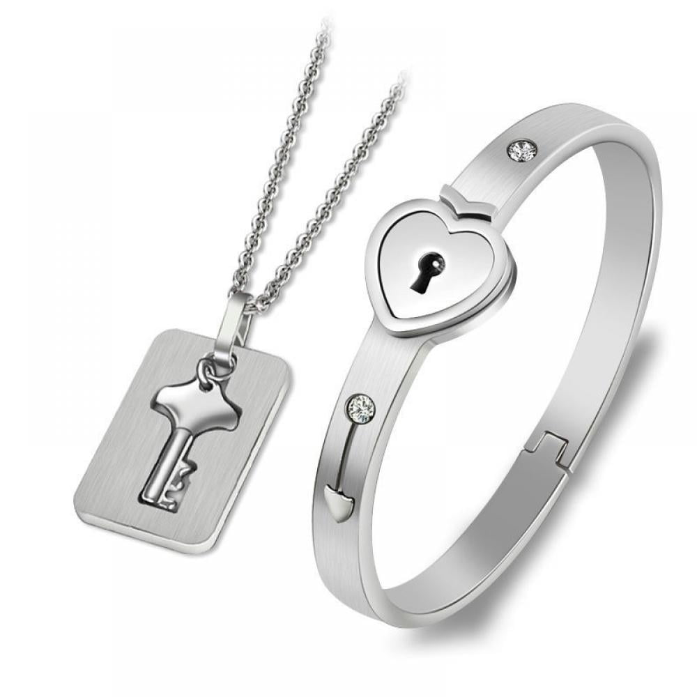 Key and lock bracelet for couples discount