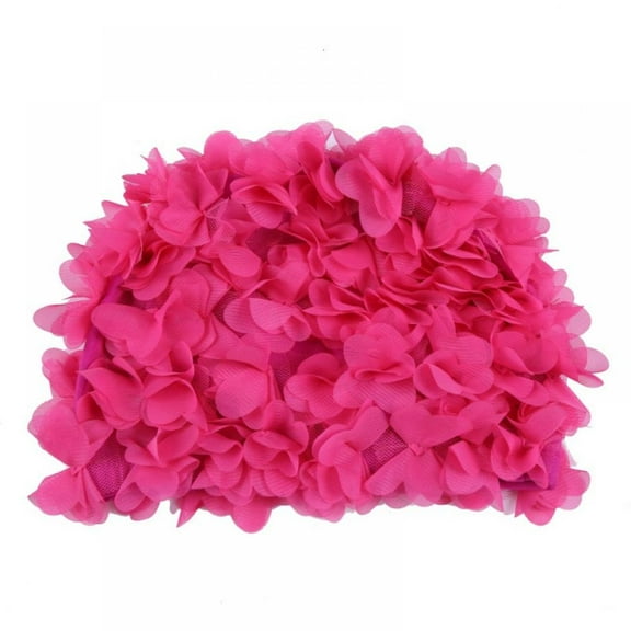 GOODLY Flower Swim Cap,Long Hair Swimming Cap Women Adult Kids Retro Floral Petal Swimming Hats Fashion Elastic Long Hair Swim Bathing Cap
