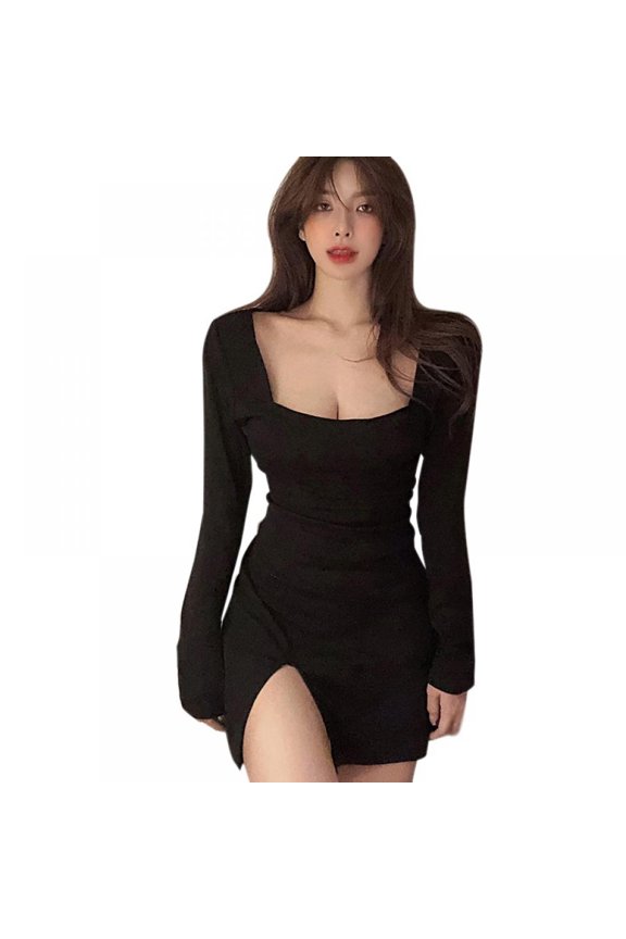 French Long-sleeved Dress Clothing Waist Slimming Packet Hip Skirt