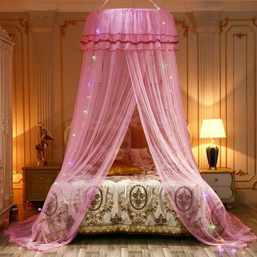 GOODLY Star Bed Canopy, Elegant Dome Bed Netting Canopy Curtains Canopy for Queen & King Size Beds, Home &Travel Use(LED Light String Optional)