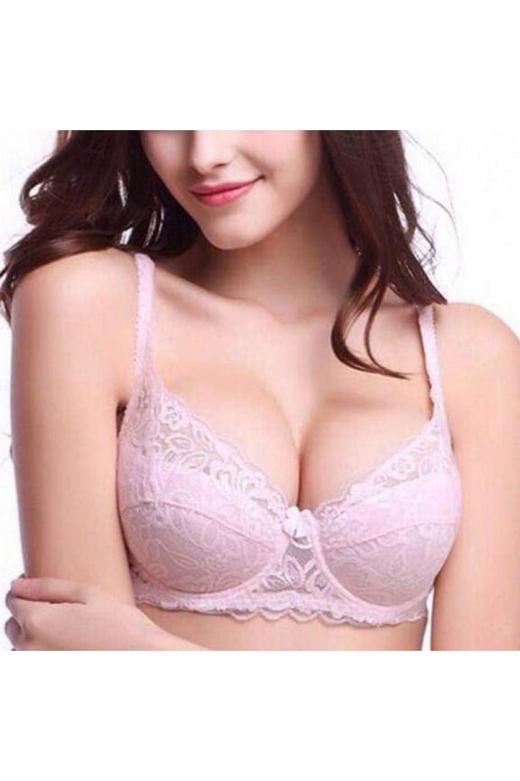 Women Lace Bra Sexy Unlined Underwire Push Up Bra Lingerie Intimates Bralette Women Full Lace Brassiere Underwear Bras,Pink,38B