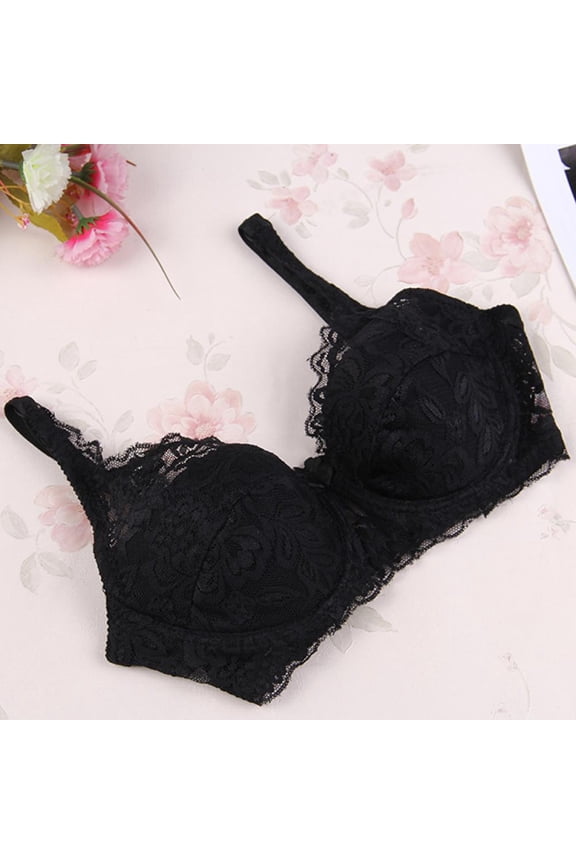 Women Lace Floral Lingerie Underwired Push Up Bra B Cups Bralette