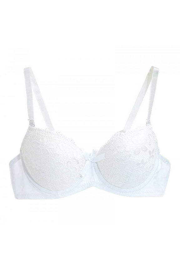 Women Sexy Lace Lingerie Seamless Anti-light Breathable Thin Underwear Adjustable Push-up Bra Plus Size,White,40B