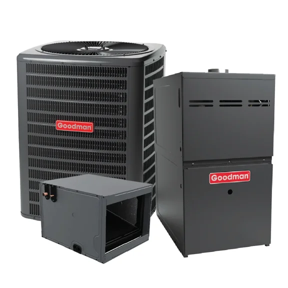 GOODMAN 1.5 TON 14.5 SEER2 AC & 80% AFUE 60,000 BTU GAS FURNACE R32- HORIZONTAL with Propane Conversion Kit