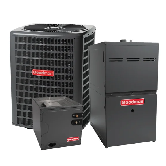 GOODMAN 3.5 TON 13.4 SEER2 AC & 80% AFUE 100K BTU GAS FURNACE SYSTEM - DOWNFLOW with 25FT Copper Line Set