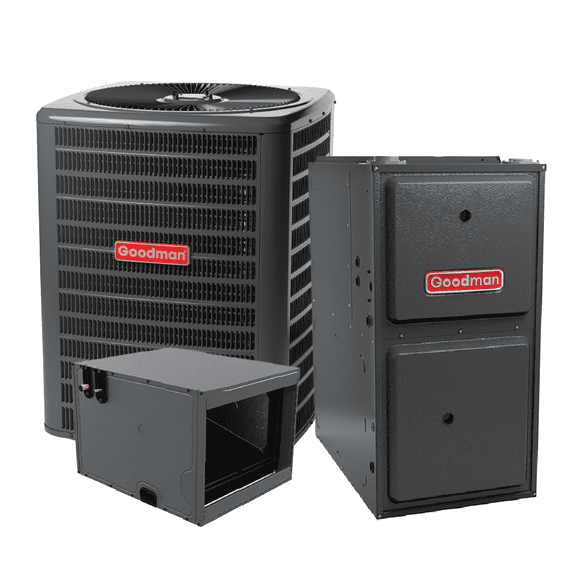 GOODMAN 3 TON 13.8 SEER2 AC & 96% AFUE 60,000 BTU GAS FURNACE SYSTEM- HORIZONTAL with 50FT Copper Line Set