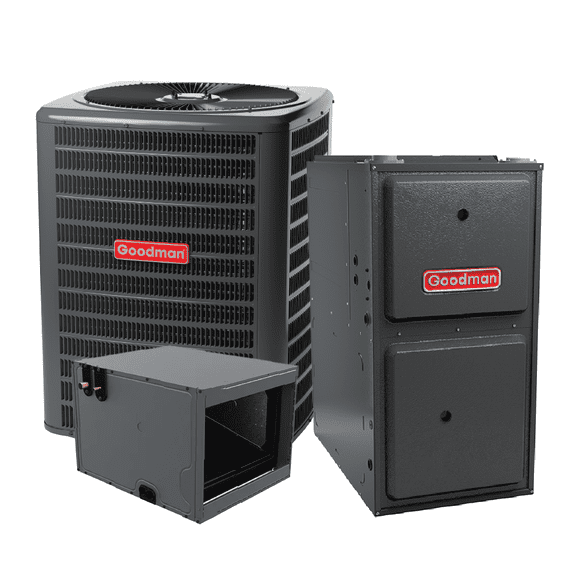 GOODMAN 3 TON 13.8 SEER2 AC & 96% AFUE 80K BTU GAS FURNACE SYSTEM - HORIZONTAL with 35FT Copper Line Set