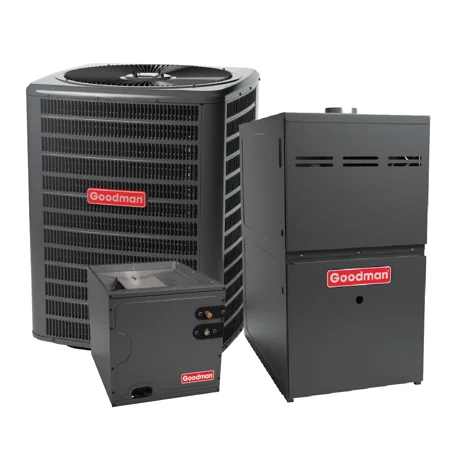 GOODMAN 3 TON 15.2 SEER2 AC & 80% AFUE 80K BTU GAS FURNACE SYSTEM - UPFLOW with 50FT Copper Line Set