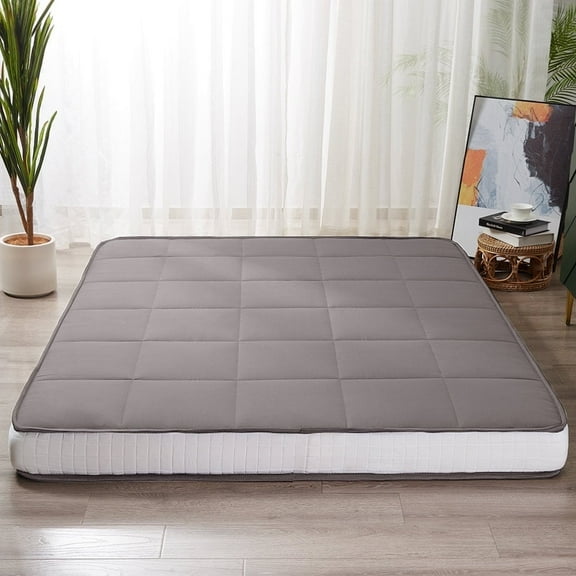 GOODONE 6" Thick Futon Mattress,Padded Japanese Floor Mattress Quilted Bed Mattress Topper,Extra Thick Folding Sleeping Pad,DGrey,Queen Size