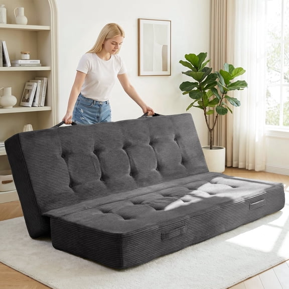 GOODONE 8" Futon Mattress,Thick Memory Foam Fold Mattress with Handles,Convertible Floor Mattress for Living Room and Bedroom,DGrey