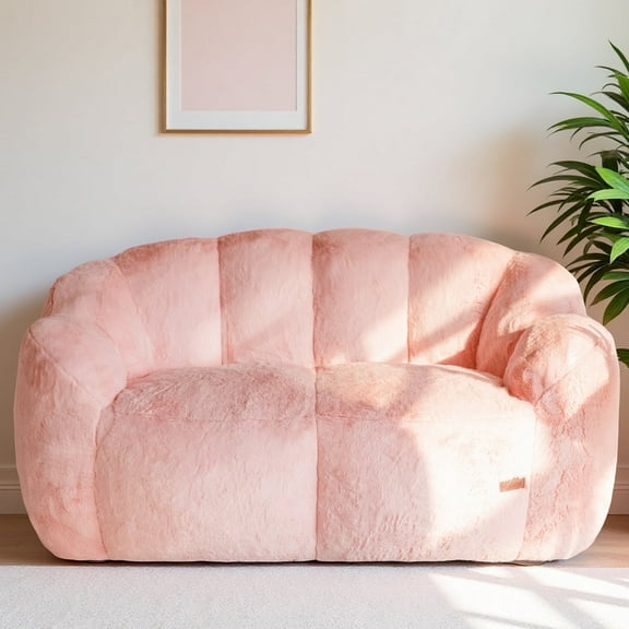 GOODONE Adult Bean Bag Chair,Flower Shaped Bean Bag Sofa,Super Soft Plush Reading Chair,High Elasticity Lazy Sofa,Suitable for Living Room and Bedroom,No Assembly Required,Pink,Double