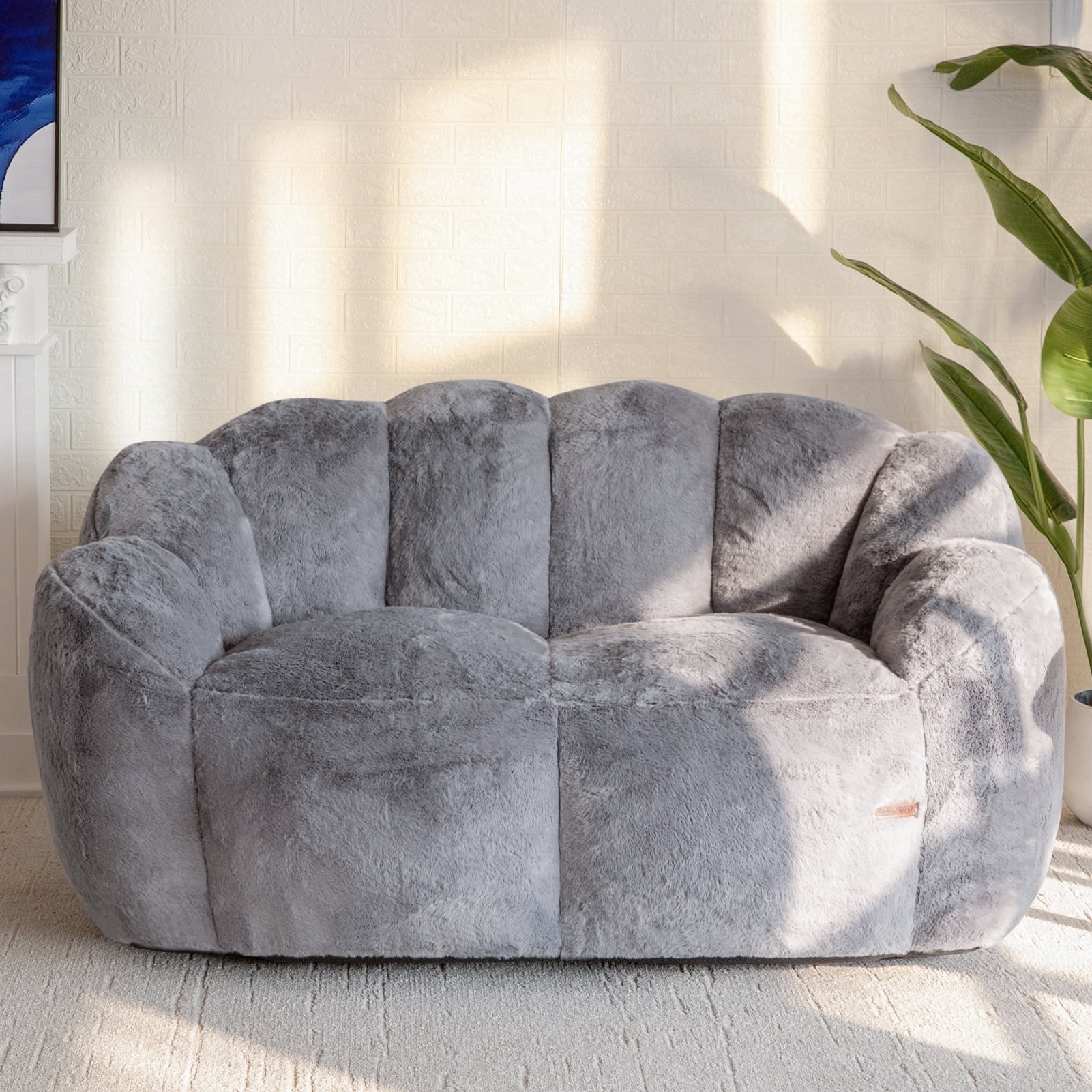 GOODONE Adult Bean Bag Chair,Flower Shaped Bean Bag Sofa,Super Soft Plush Reading Chair,High Elasticity Lazy Sofa,Suitable for Living Room and Bedroom,No Assembly Required,DGrey,Double