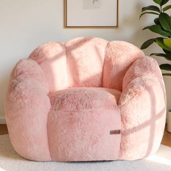 GOODONE Adult Bean Bag Chair,Flower Shaped Bean Bag Sofa,Super Soft Plush Reading Chair,High Elasticity Lazy Sofa,Suitable for Living Room and Bedroom,No Assembly Required,Pink,Single