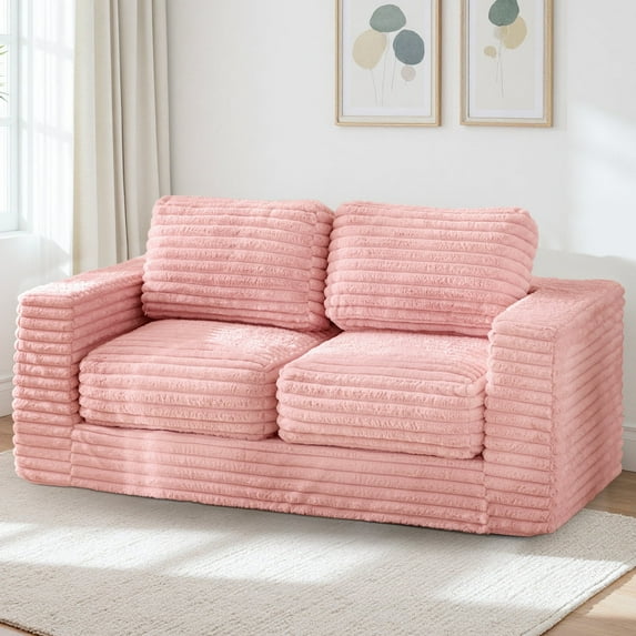 GOODONE Bean Bag Chair,Bean Bag Sofa with Pillows and Armrests,Floor Sofa,Reading Chair,High Elastic Lazy Sofa,Suitable for Bedroom and Living Room,No Assembly Required,Loveseat,Pink