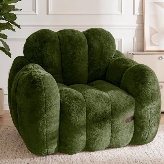 GOODONE Bean Bag Chair,Cloud Shaped Bean Bag Sofa for Adults,Super Soft Plush Lazy Sofa for Living Room and Bedroom,No Assembly Required,Green