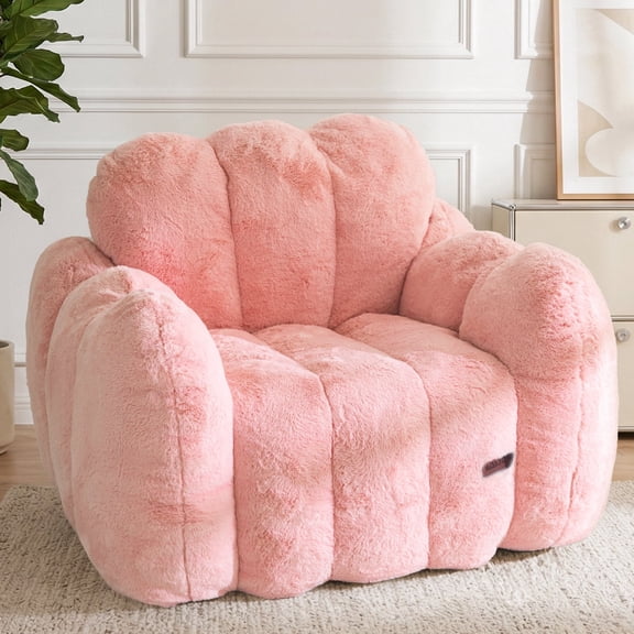 GOODONE Bean Bag Chair,Cloud Shaped Bean Bag Sofa for Adults,Super Soft Plush Lazy Sofa for Living Room and Bedroom,No Assembly Required,Pink
