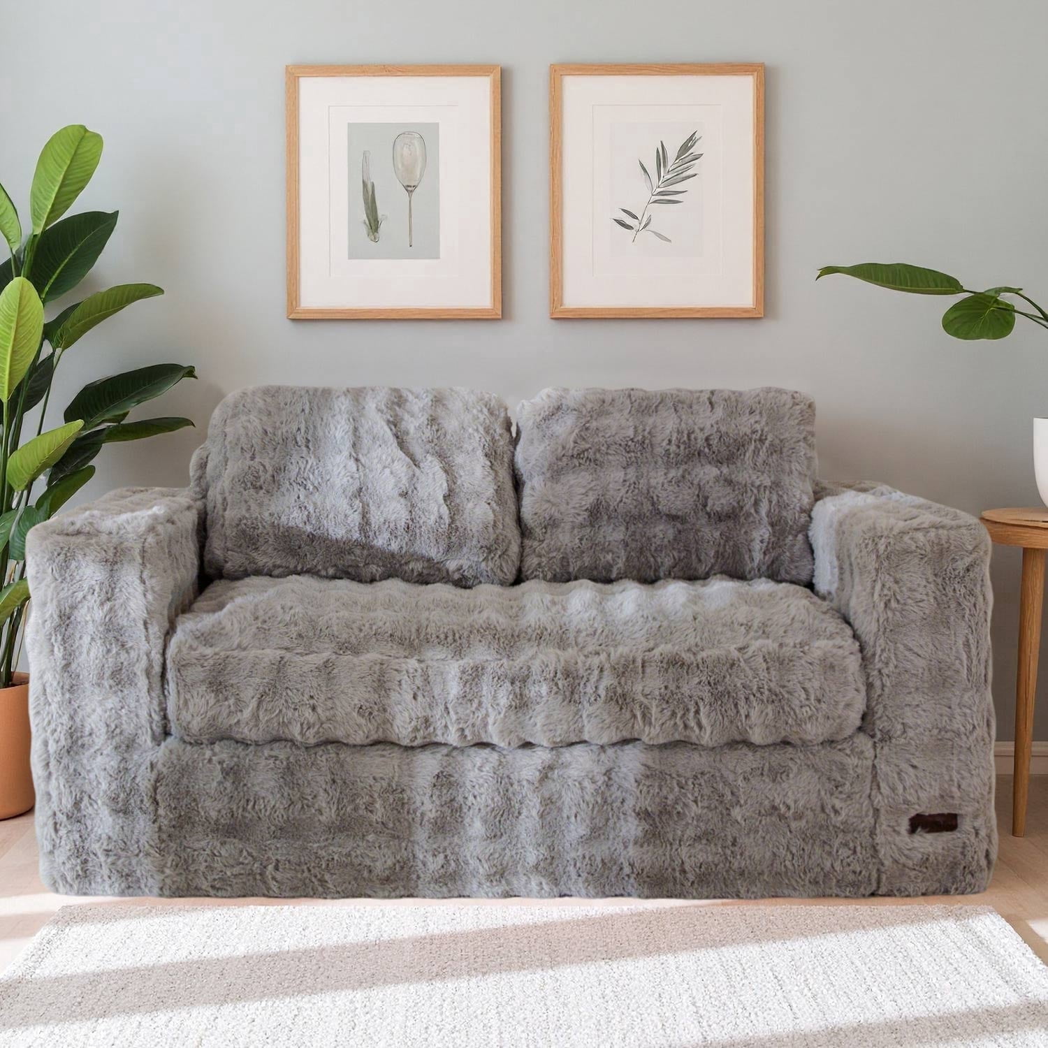 GOODONE Bean Bag Chair Sofa,Giant Loveseat Bubbled Boneless Couch,Modern Soft Comfy Plush Lazy Sofa for Living Room and Apartments,No Assembly Required,Grey