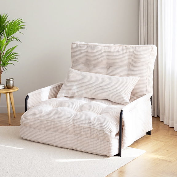 GOODONE Convertible Floor Sofa,Bean Bag Sofa with Pillows,Multifunctional Lazy Sofa with Pillows,Adult Reading Chair,Suitable for Bedroom or Living Room,Beige,Single
