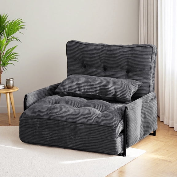 GOODONE Convertible Floor Sofa,Bean Bag Sofa with Pillows,Multifunctional Lazy Sofa with Pillows,Adult Reading Chair,Suitable for Bedroom or Living Room,DGrey,Single