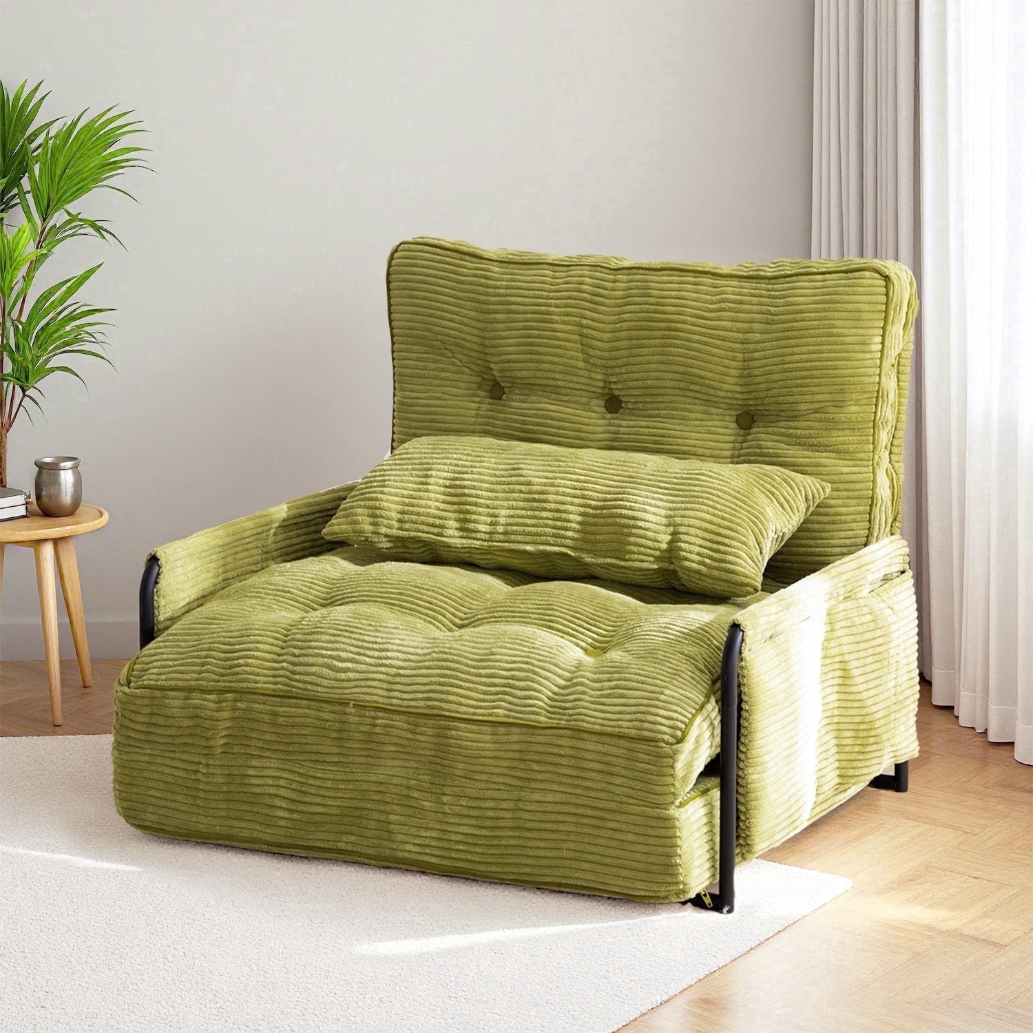 GOODONE Convertible Floor Sofa,Bean Bag Sofa with Pillows,Multifunctional Lazy Sofa with Pillows,Adult Reading Chair,Suitable for Bedroom or Living Room,Green,Single