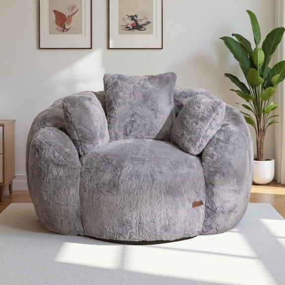 GOODONE Floral Shaped Bean Bag Chair,Oversized Bean bag Sofa with 3 Pillows,Ultra Soft Plush Reading Chair,Floor Sofa Suitable for Living Rooms and Bedrooms,Grey