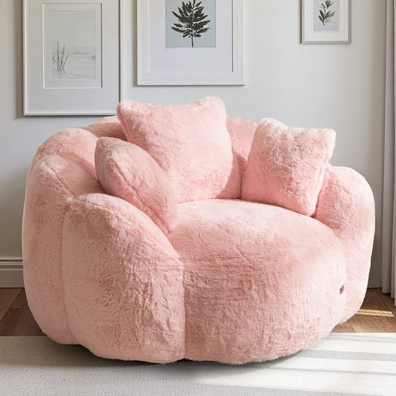 GOODONE Floral Shaped Bean Bag Chair,Oversized Bean bag Sofa with 3 Pillows,Ultra Soft Plush Reading Chair,Floor Sofa Suitable for Living Rooms and Bedrooms,Pink