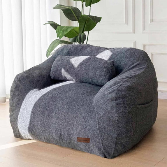 GOODONE Giant Bean Bag Chair with Pillow,Bean Bag Couch Stuffed High-Density Foam, Plush Lazy Sofa Comfy Chair,Large BeanBag Chair for Adults in Livingroom,Bedroom,DustyBlue