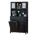 thumbnail image 1 of GOODONE Pantry Cabinet, 71" Tall Coffee Bar Liquor Cabinet, Kitchen Hutch Food Pantry, Modern Buffet Cabinet with Hutch, Tilt Out Trash Can Cabinet 10 Gallon, Kitchen Pantry Storage Cabinet (Black), 1 of 8