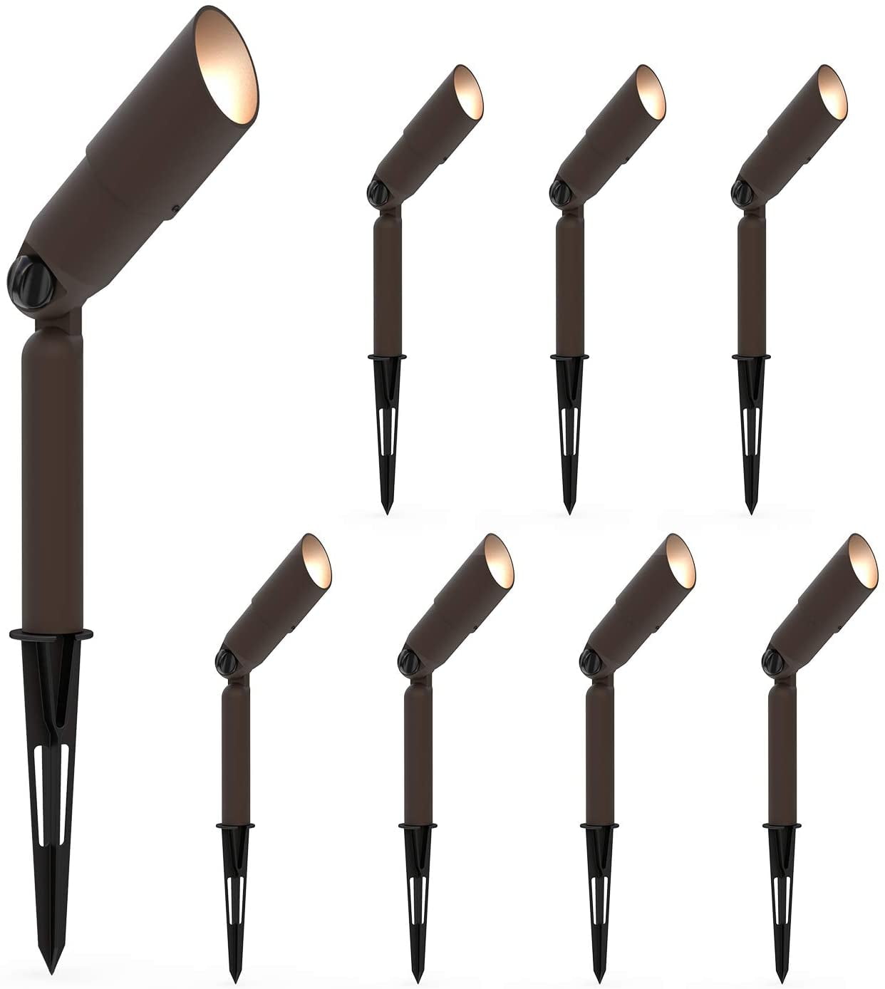 GOODSMANN 8-Pack Brown Halogen Low Voltage Spotlights with Metal Stake