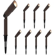 GODSMANN 8PK إضاءة المناظر الطبيعية ضوء الجهد المنخفض 20 واط هالوجين مع حصة معدنية وموصل 176 لومينز 3000K للإضاءة الخارجية مسار الحديقة حديقة 9920-9603-08