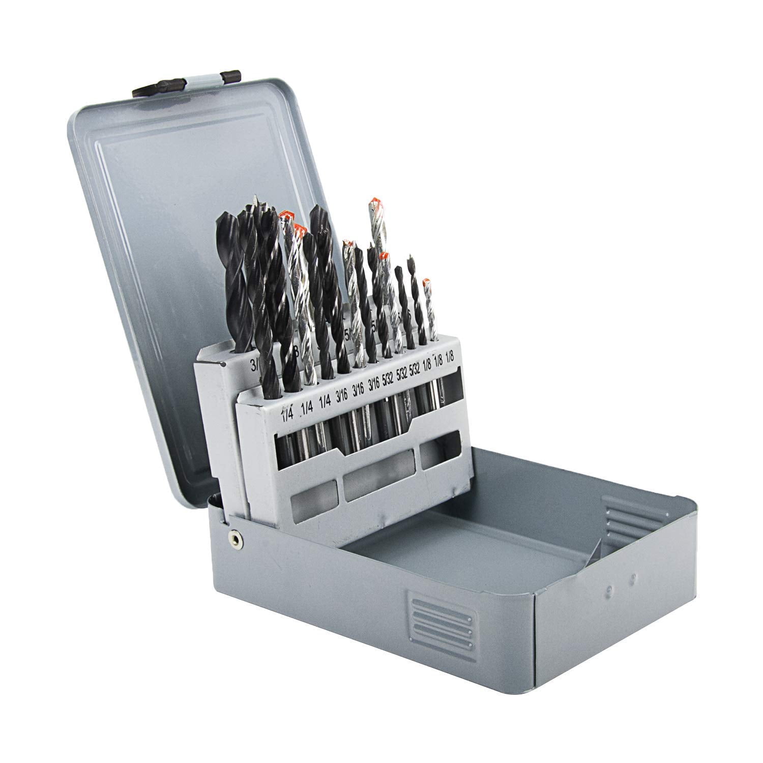 GOODSMANN HSS Drill Bits Black Finish Masonry Drill Zinc Plated Brad Point Wood Drill Combination Drill Bit Set 9923-1003-18