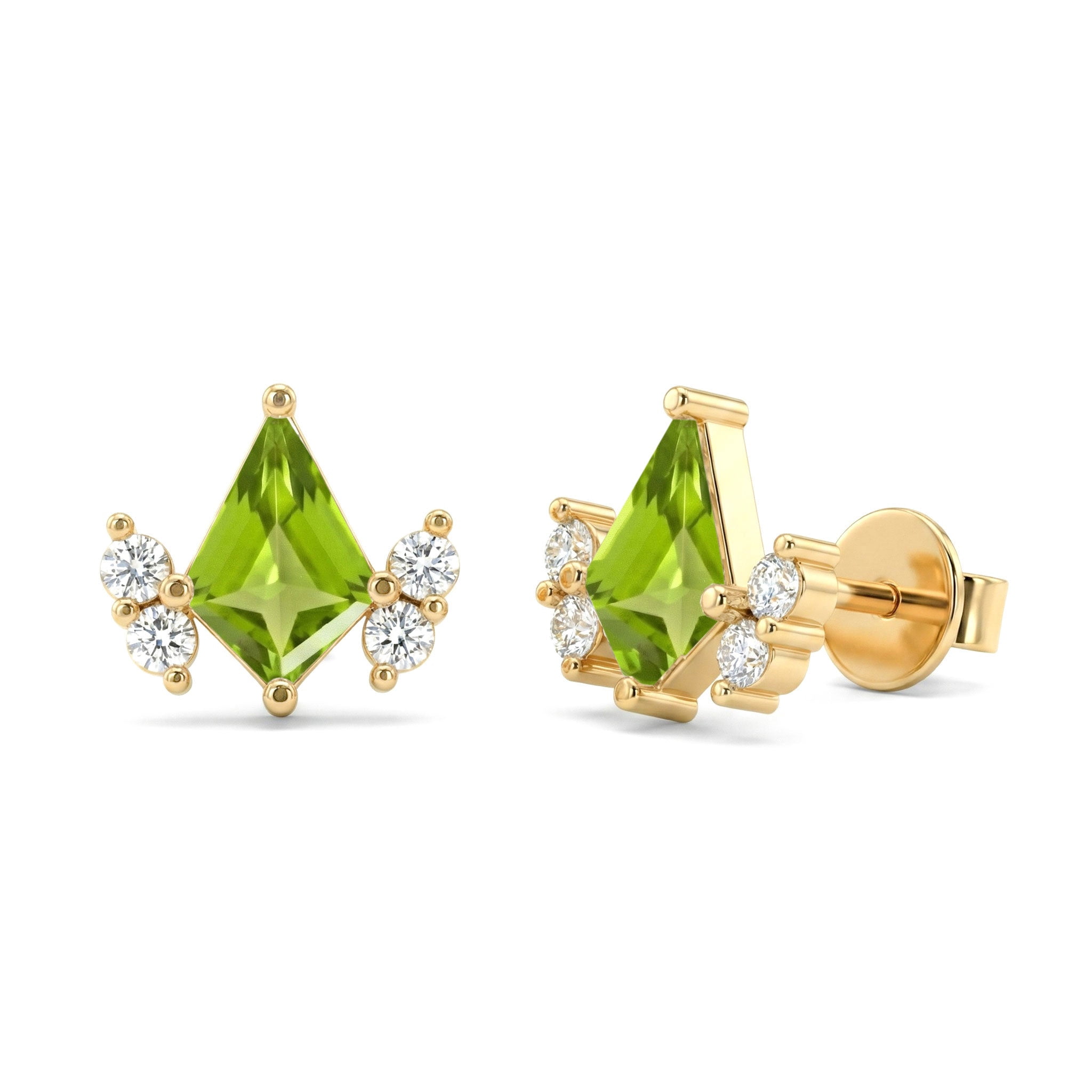 GOODSTONE JEWELS Peridot Kite Shape Stud Earrings for Women in Yellow ...