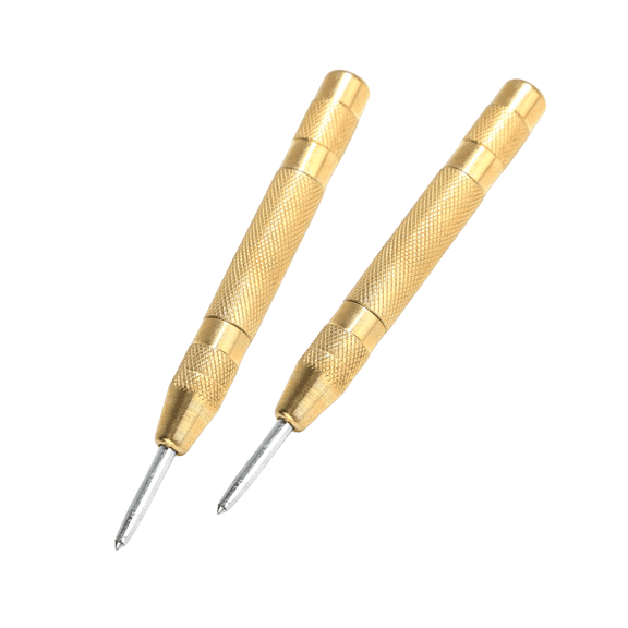GOODSZON Automatic Center Punch Set, Spring-Loaded Self-Striking Marking Punch, Adjustable Tension Rear Cap, Conical Steel Tip, Knurled Grip, For Metal/Wood/Plastic, 5 in, 2 Pack