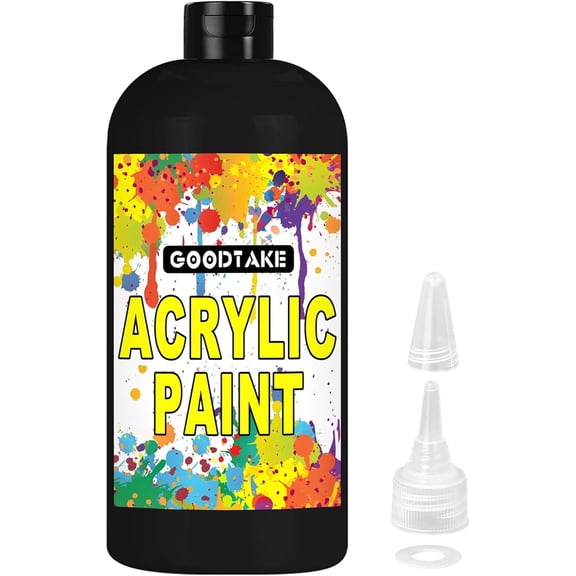 GOODTAKE Acrylic Paint, Black Color Acrylic Paint Bottle, Rich Pigments, Non Toxic, Paints for Multi Art Surface, Beginners and Kids Painting on Rocks Crafts Canvas Wood Ceramic (Black, 7 Fl Oz)