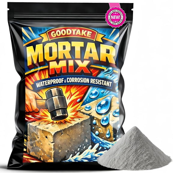 GOODTAKE All-in-One Waterproofing Mortar Mix - High Bond Strength, Resists Water & Frost for Roof, Shower, Balcony & Concrete Surface Repair, 16 Ounce Mortar Powder